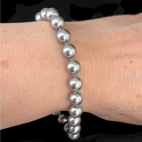 Genuine Gray shell pearl bracelet silver plated Tagle - Picture 1 of 9